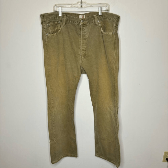 Levis 501 Men's Size 42x32 Y2K 90s Straight Leg Jeans Tan Button Fly Denim - Picture 1 of 6